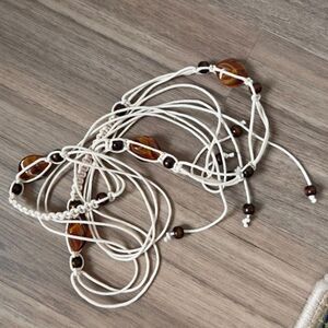 Vintage Boho Wooden Beaded Tie Belt - Woven Cord Fringe Tassel Sash